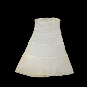 Peach Royal White Strapless midi eyelet fabric Dress New never worn